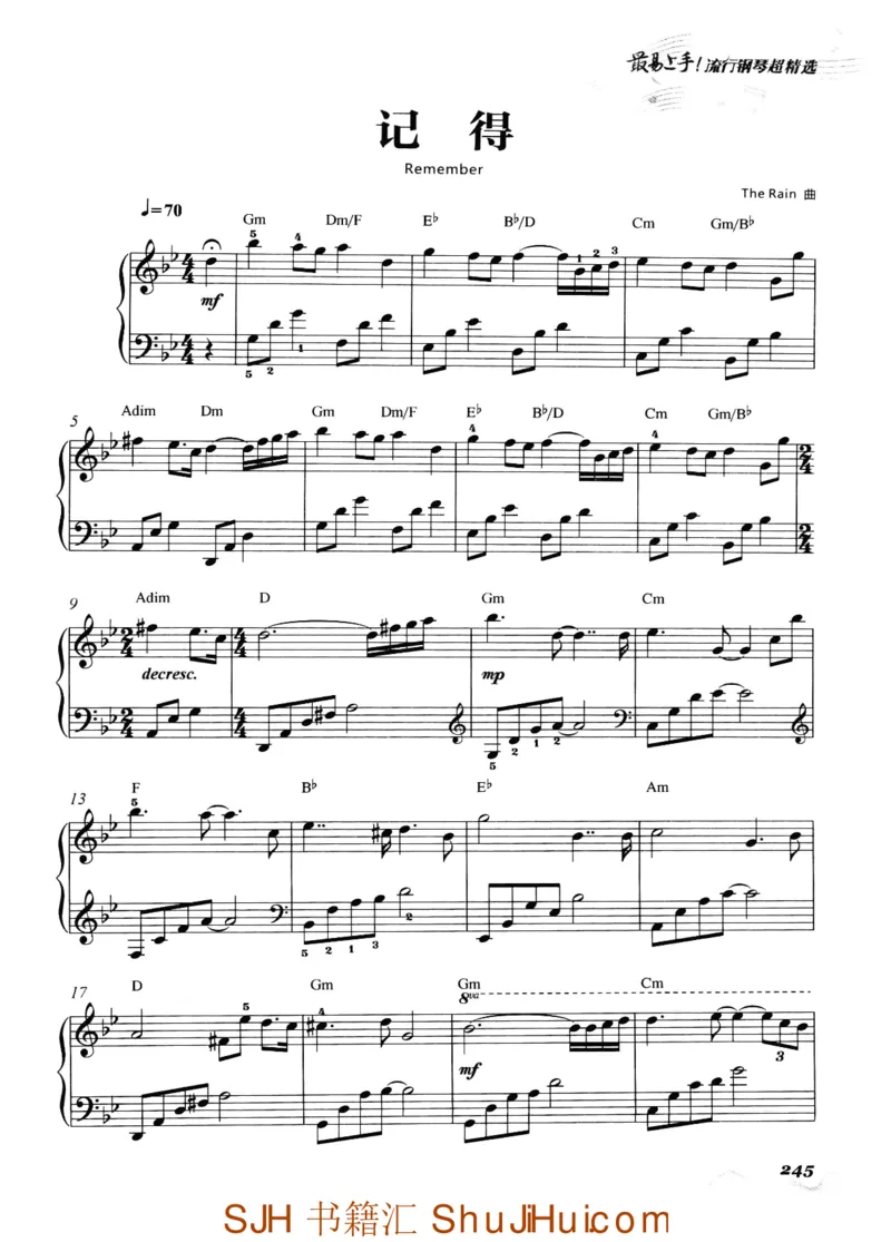 王球《最易上手流行钢琴超精选》_一万首著名钢琴曲谱哈农贝多芬合集视频教学电子版高清无水印可打印_09钢琴教材合集_常用教材钢琴谱（80+本）