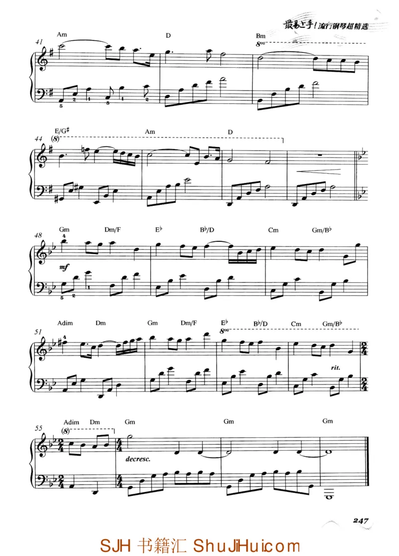 王球《最易上手流行钢琴超精选》_一万首著名钢琴曲谱哈农贝多芬合集视频教学电子版高清无水印可打印_09钢琴教材合集_常用教材钢琴谱（80+本）