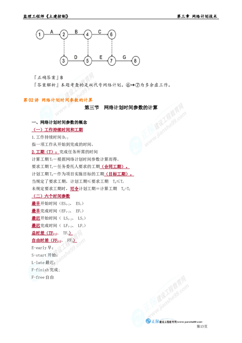 第三章　网络计划技术_监理工程师_2025监理工程师_2025年监理工程师-各大机构_2025年监理-土建目标_机构2-JG_01.精讲班-李.娜_进度控制（土建）（2025）_章节版讲义
