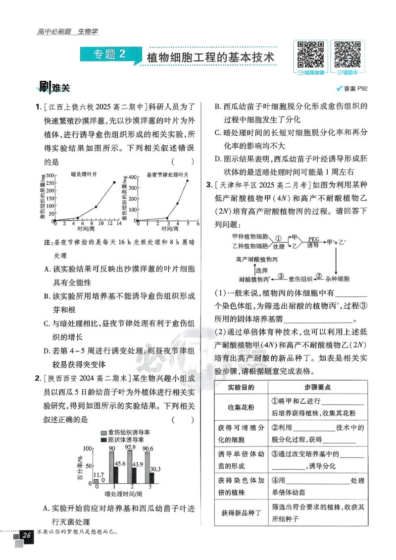主书生物选修3_生物_2026版高中必刷题生物人教版_2026春高中必刷题生物选修3RJ