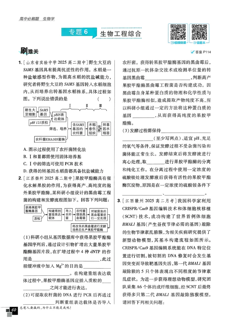 主书生物选修3_生物_2026版高中必刷题生物人教版_2026春高中必刷题生物选修3RJ
