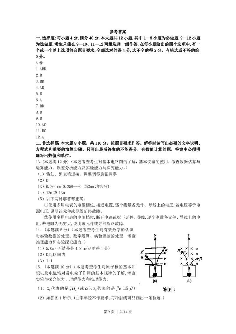 2007年广东高考物理真题及答案_zz20高中真题试卷_物理高考真题试卷_旧1990-2007&middot;高考物理真题_1990-2007&middot;高考物理真题&middot;PDF_广东
