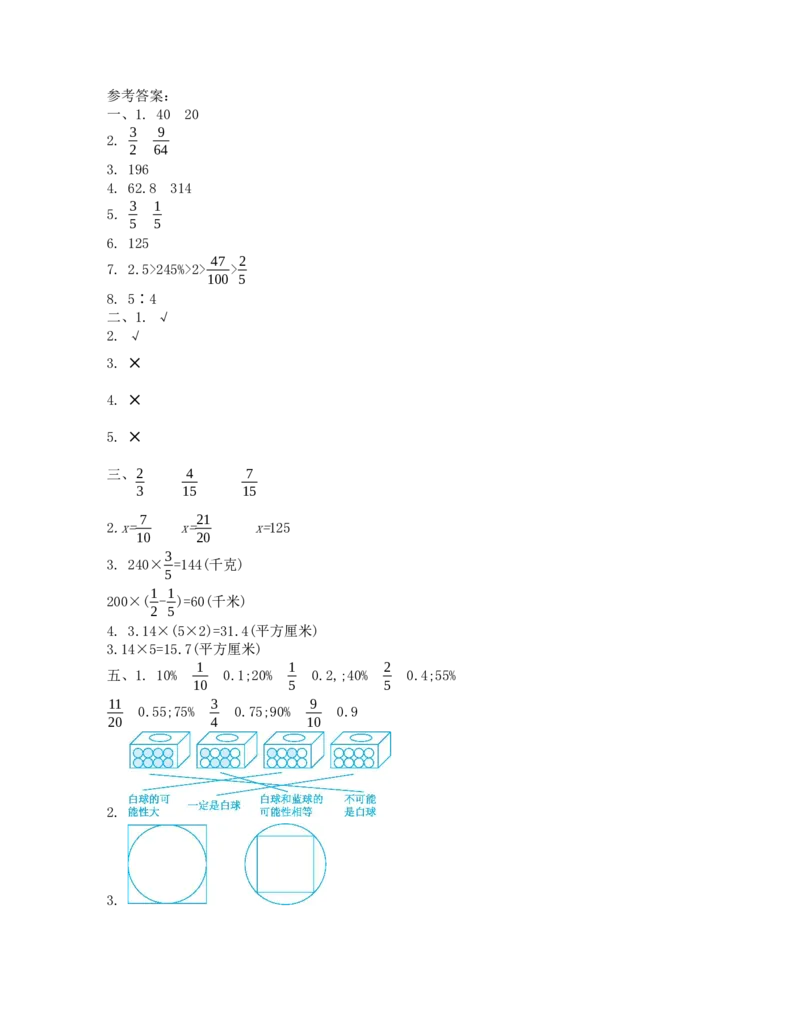 期末测试卷（四）_小学1-6年级全部试卷_数学_六年级_3-11-3、小学六年级数学上册_3-11-3-2、练习题、作业、试题、试卷_青岛版_期末测试卷