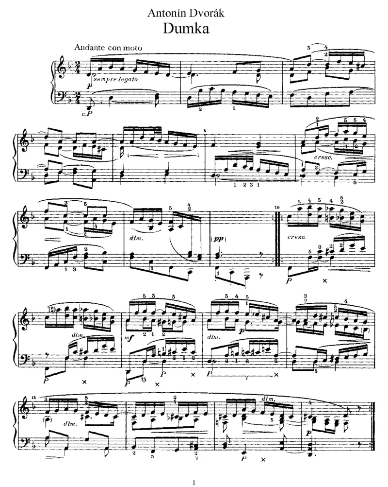 杜姆卡Dumka,Op35_一万首著名钢琴曲谱哈农贝多芬合集视频教学电子版高清无水印可打印_1古典钢琴知名音乐家谱_德沃夏克钢琴谱全集