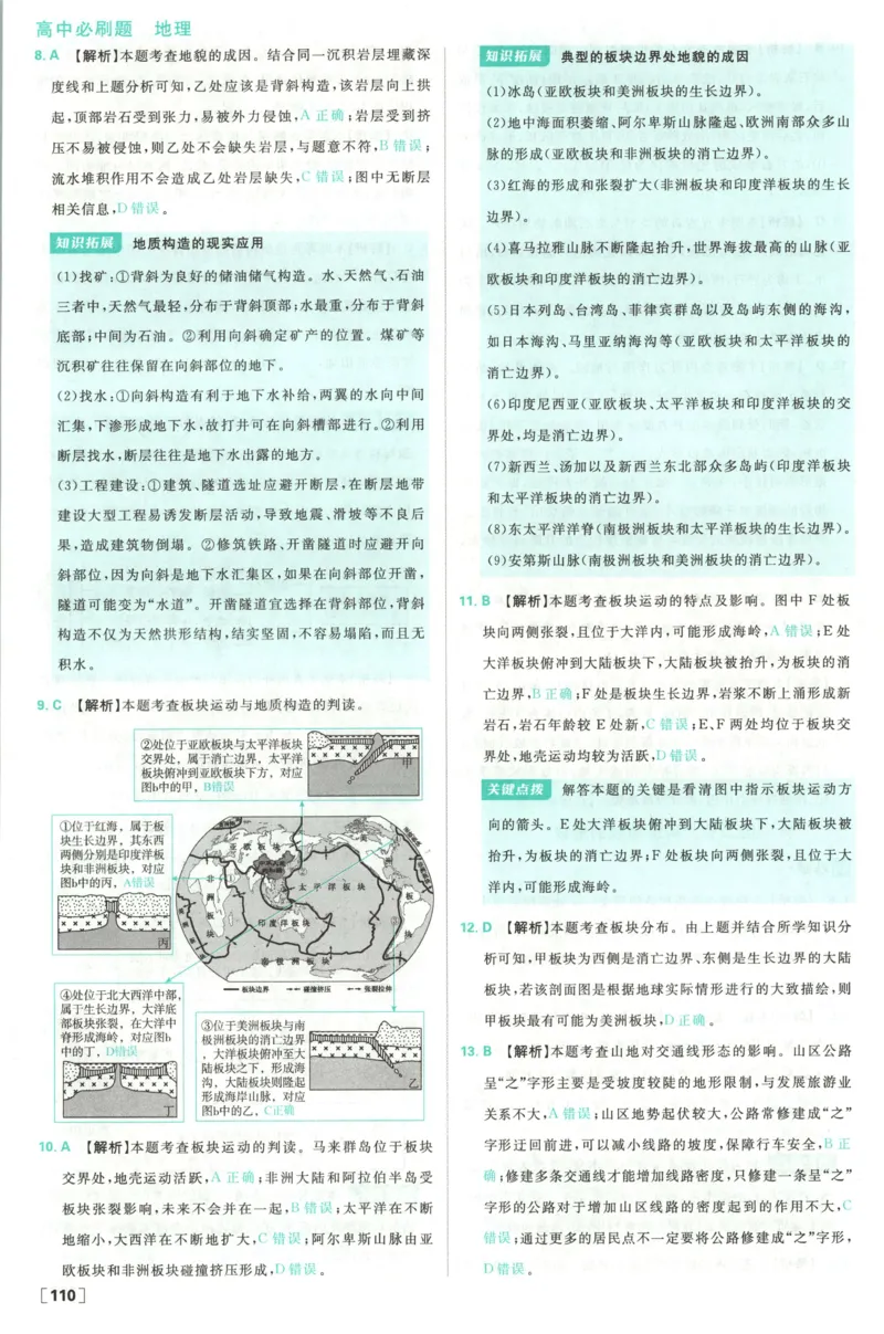 答案_地理_2026版高中必刷题地理《人教》_2026版高中必刷题地理选修1RJ