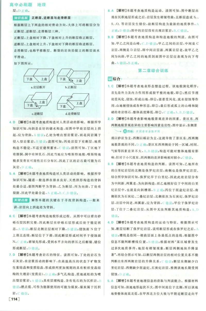 答案_地理_2026版高中必刷题地理《人教》_2026版高中必刷题地理选修1RJ
