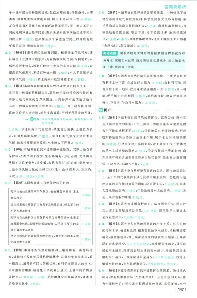 答案_地理_2026版高中必刷题地理《人教》_2026版高中必刷题地理选修1RJ