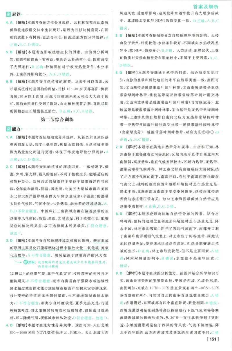 答案_地理_2026版高中必刷题地理《人教》_2026版高中必刷题地理选修1RJ