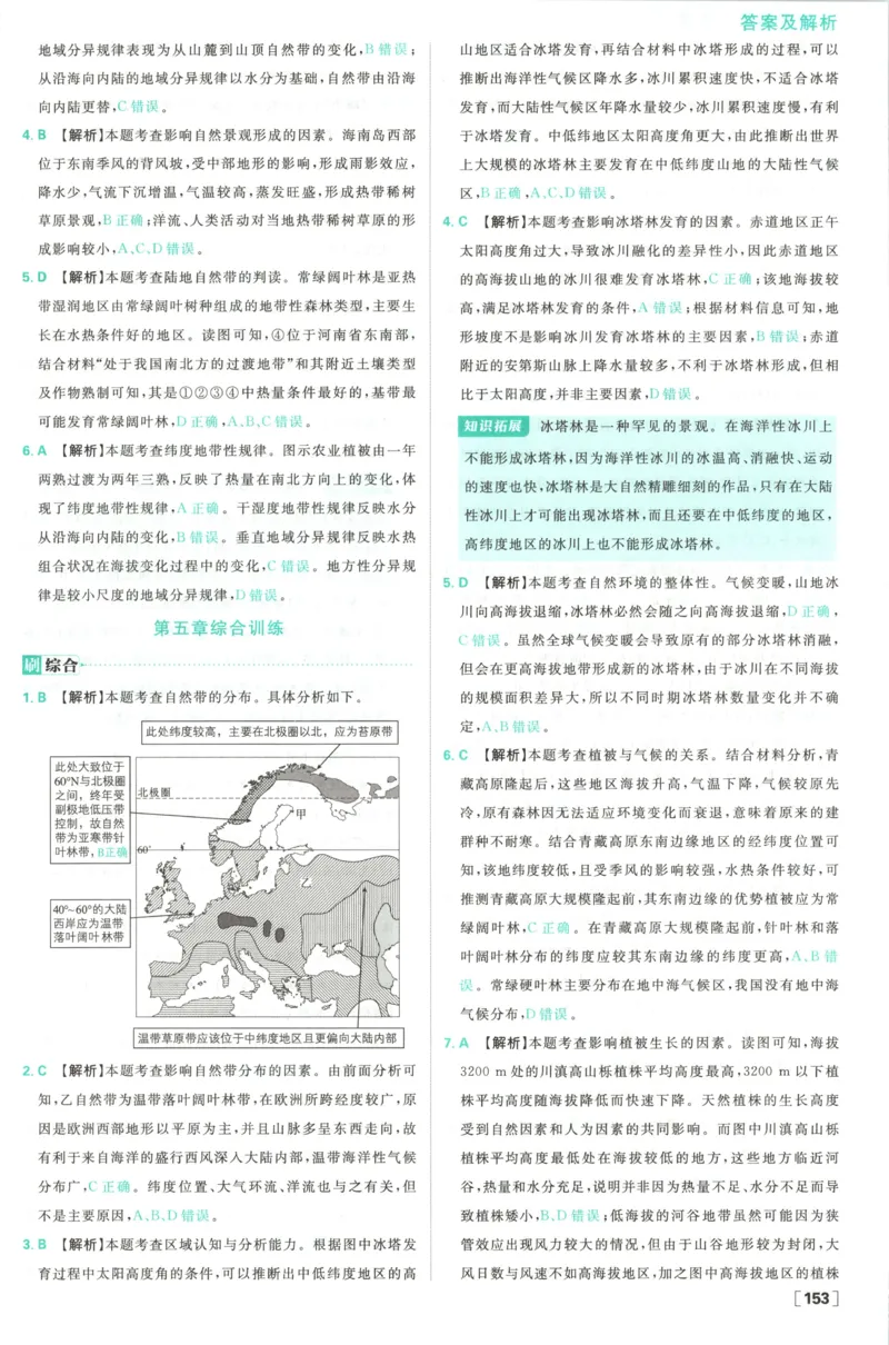 答案_地理_2026版高中必刷题地理《人教》_2026版高中必刷题地理选修1RJ