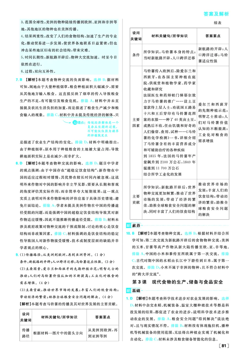 第一单元食物生产与社会生活_历史_2026春高中必刷题历史选修2RJ_答案历史选修2