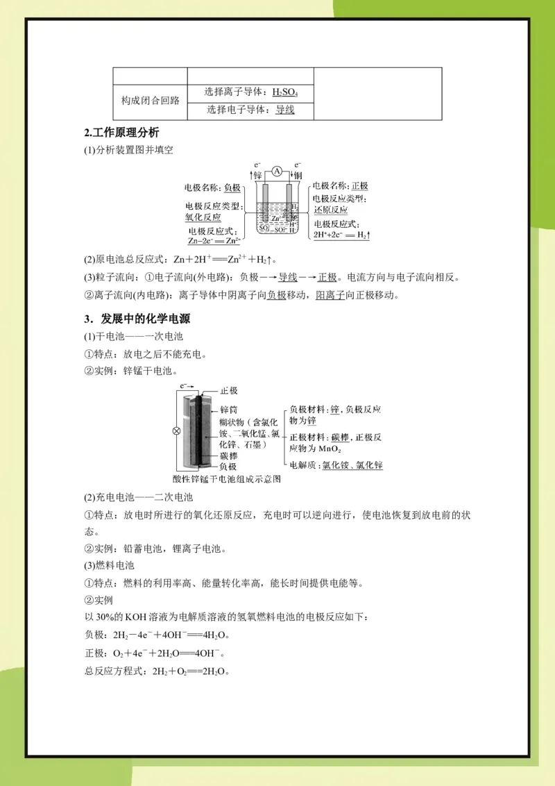 第2章　第2节课时2原电池（教用）_化学_2026版高中必刷题化学《鲁科》_26春化学-鲁科-必修二_化必修2LK_电子预习卡答案