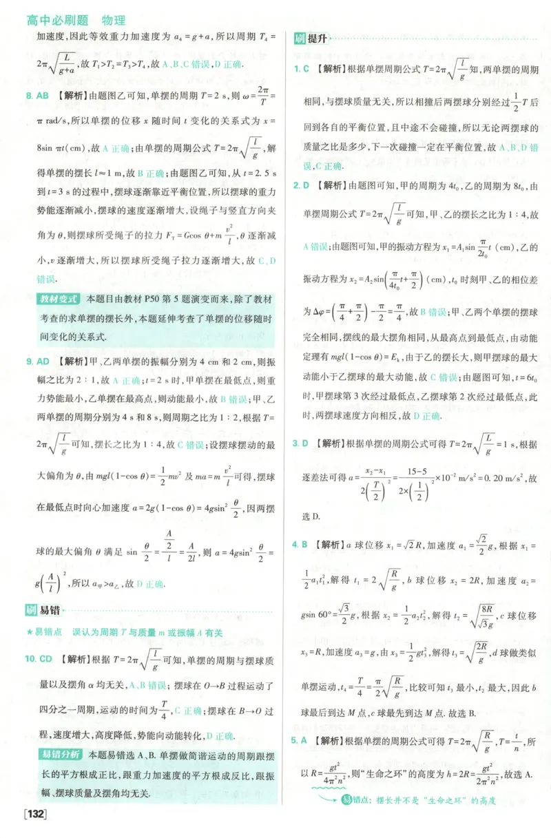 答案_2026版高中必刷题_物理_2026版高中必刷题物理鲁科版_高中必刷题物理选修一LK