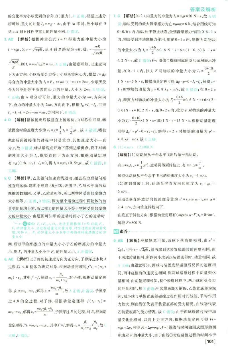 答案_2026版高中必刷题_物理_2026版高中必刷题物理鲁科版_高中必刷题物理选修一LK