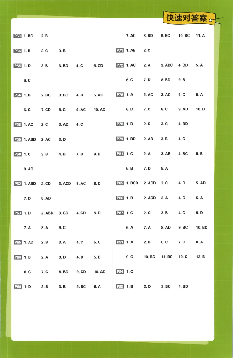 答案_2026版高中必刷题_物理_2026版高中必刷题物理鲁科版_高中必刷题物理选修一LK
