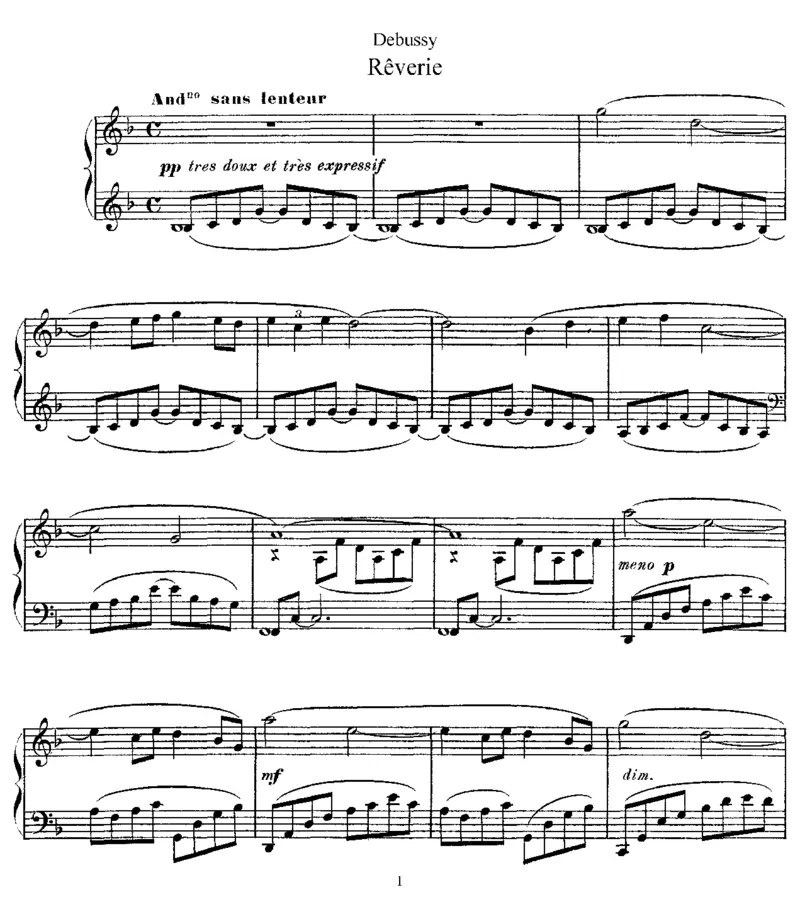 梦幻曲_一万首著名钢琴曲谱哈农贝多芬合集视频教学电子版高清无水印可打印_1古典钢琴知名音乐家谱_德彪西钢琴谱全集