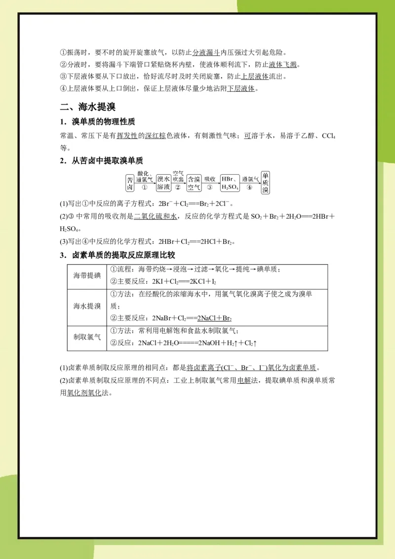 第1章　专题2海水提碘与海水提溴（教用）_化学_2026版高中必刷题化学《鲁科》_26春化学-鲁科-必修二_化必修2LK_电子预习卡答案