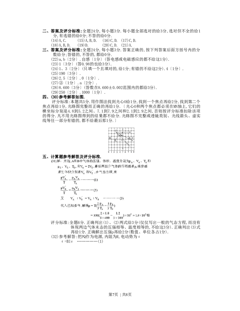 1990年江西高考物理真题及答案_物理高考真题试卷_旧1990-2007&middot;高考物理真题_1990-2007&middot;高考物理真题&middot;word_江西
