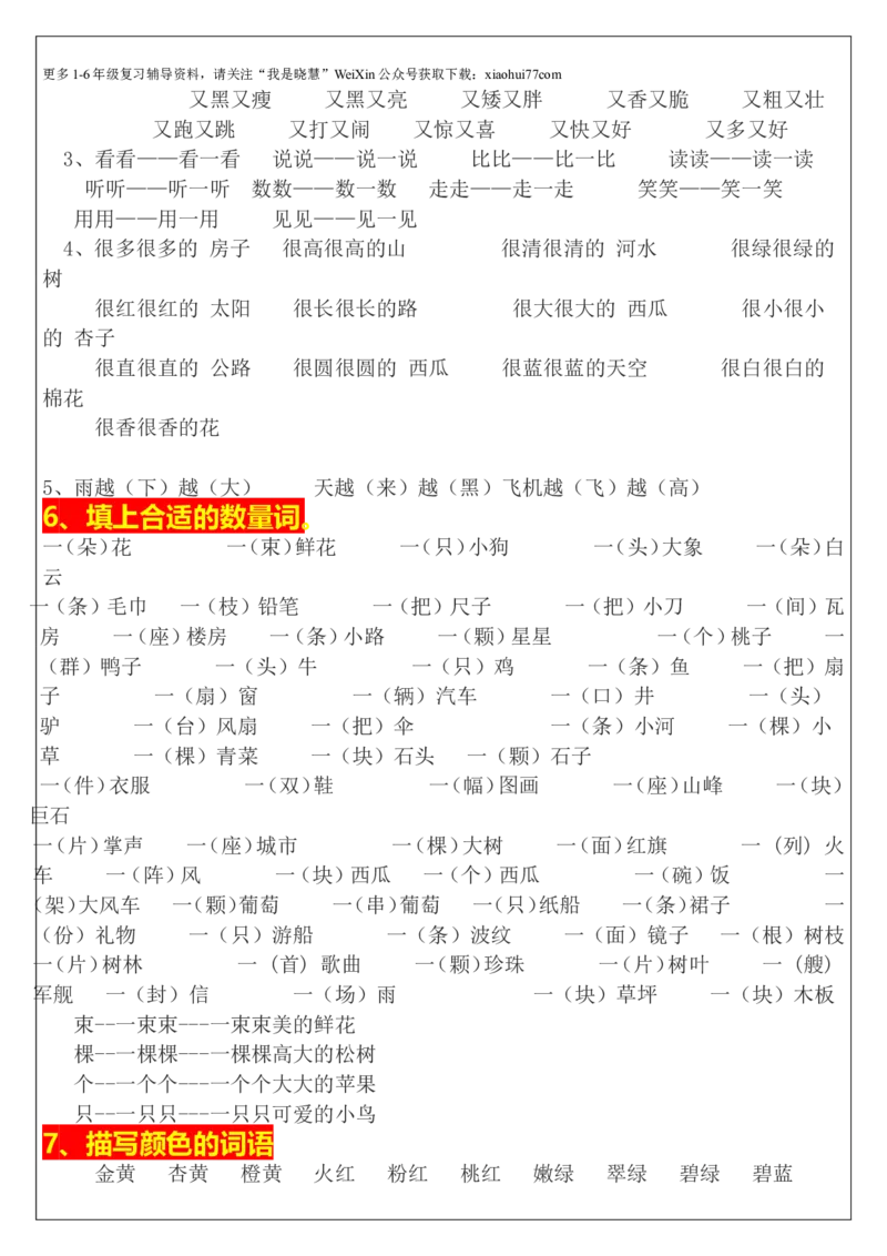 最新人教版一年级语文上册词语积累_小学1-6年级全部试卷_语文_一年级_3-6-1、小学一年级语文上册_3-6-1-1、复习、知识点、归纳汇总_人教版