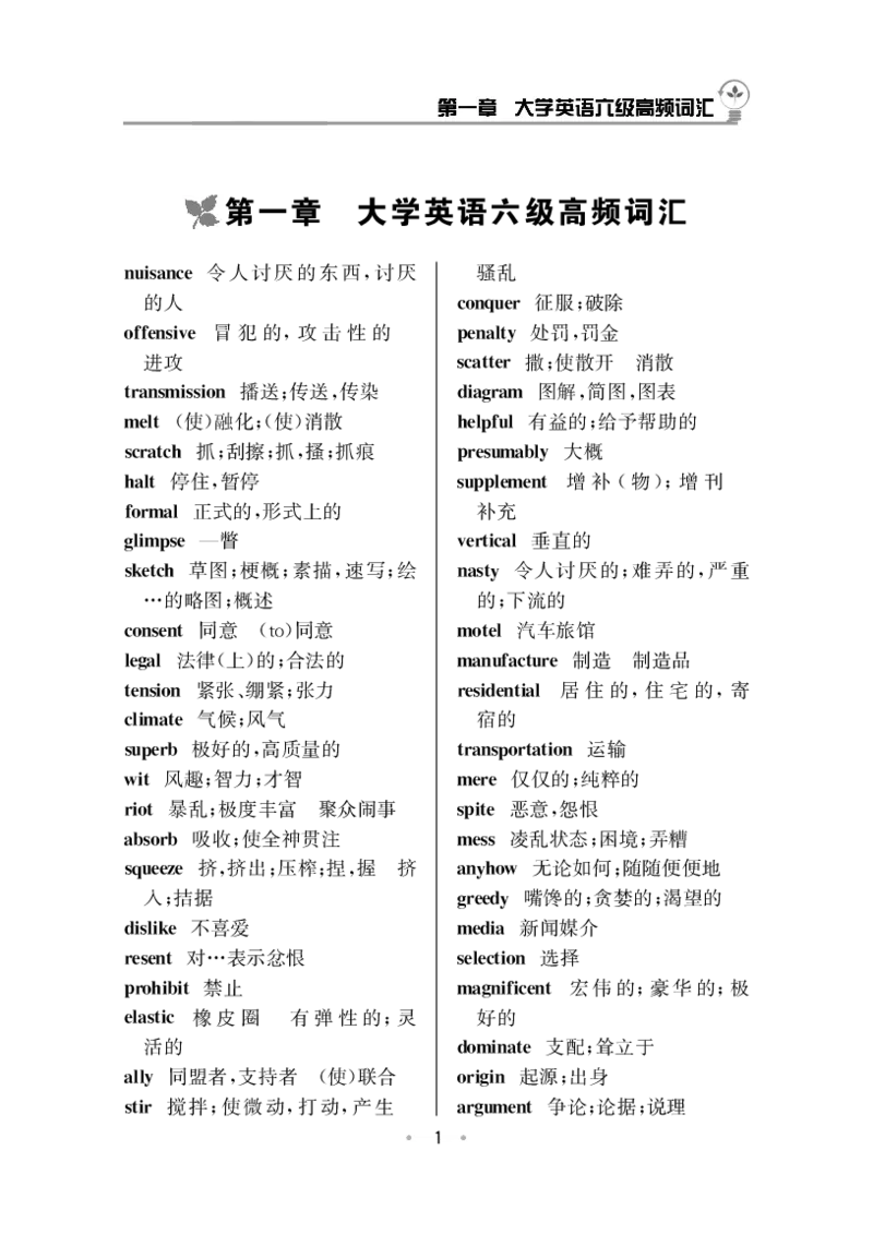 六级高频词汇乱序简版_大学英语四六级&middot;词汇专项&middot;精品课（核心词高频词组单词记忆技巧）_六级高频词汇+单词默写本_大学英语六级词汇