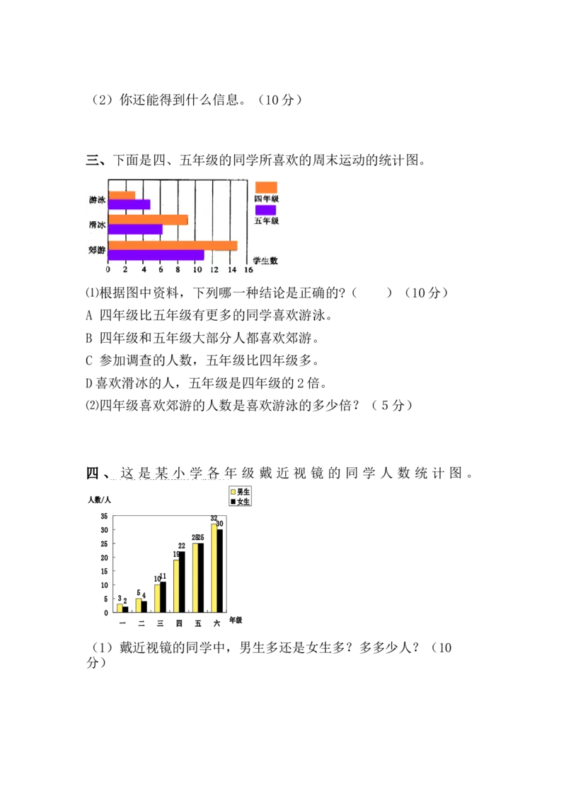 第七单元测试卷A_小学1-6年级全部试卷_数学_四年级_3-9-4、小学四年级数学下册_3-9-4-2、练习题、作业、试题、试卷_冀教版_单元测试卷