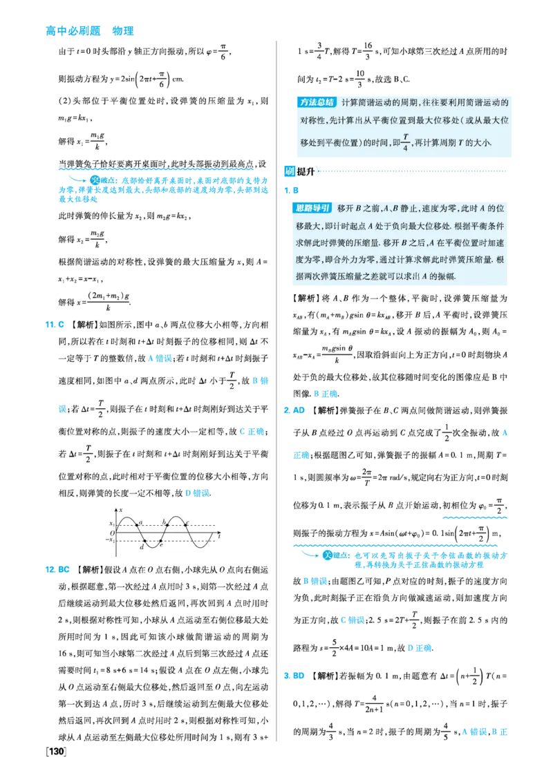 第二章机械振动_2026版高中必刷题_物理_2026版高中必刷题物理人教版_2026版高中必刷题物理选修一人教版_图书答案