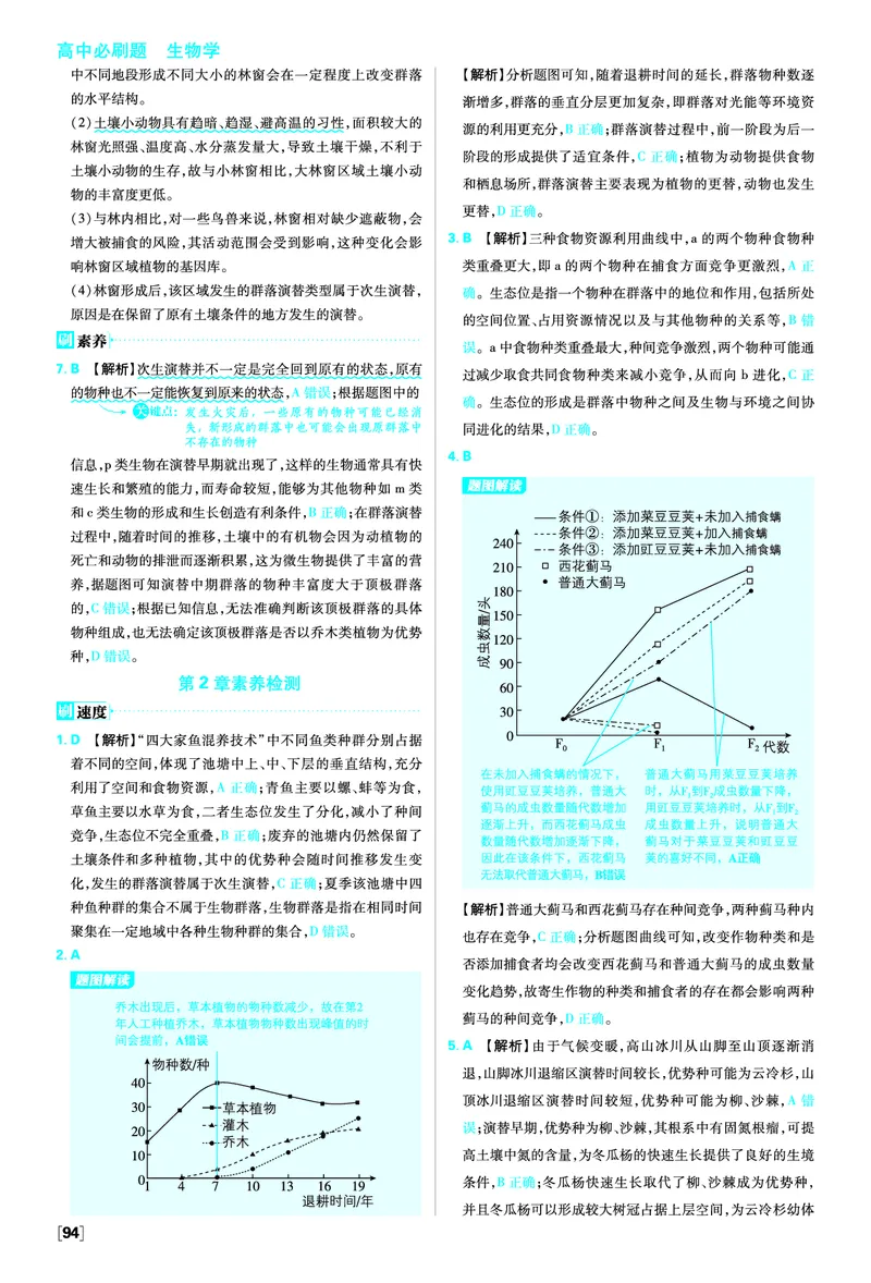 第2章群落及其演替_生物_2026版高中必刷题生物人教版_2026春高中必刷题生物必修2RJ_答案生物选修2