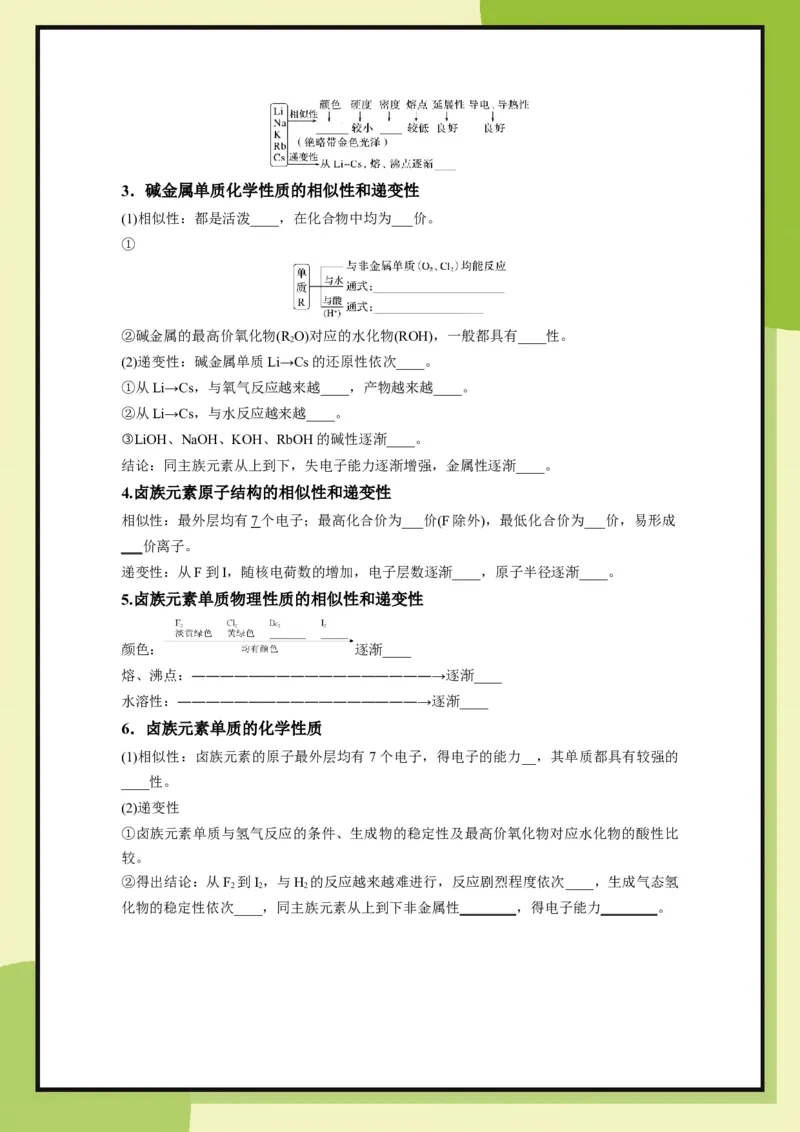 第1章　第3节　课时1元素性质的递变规律（学用）_化学_2026版高中必刷题化学《鲁科》_26春化学-鲁科-必修二_化学必修2LK_电子预习卡