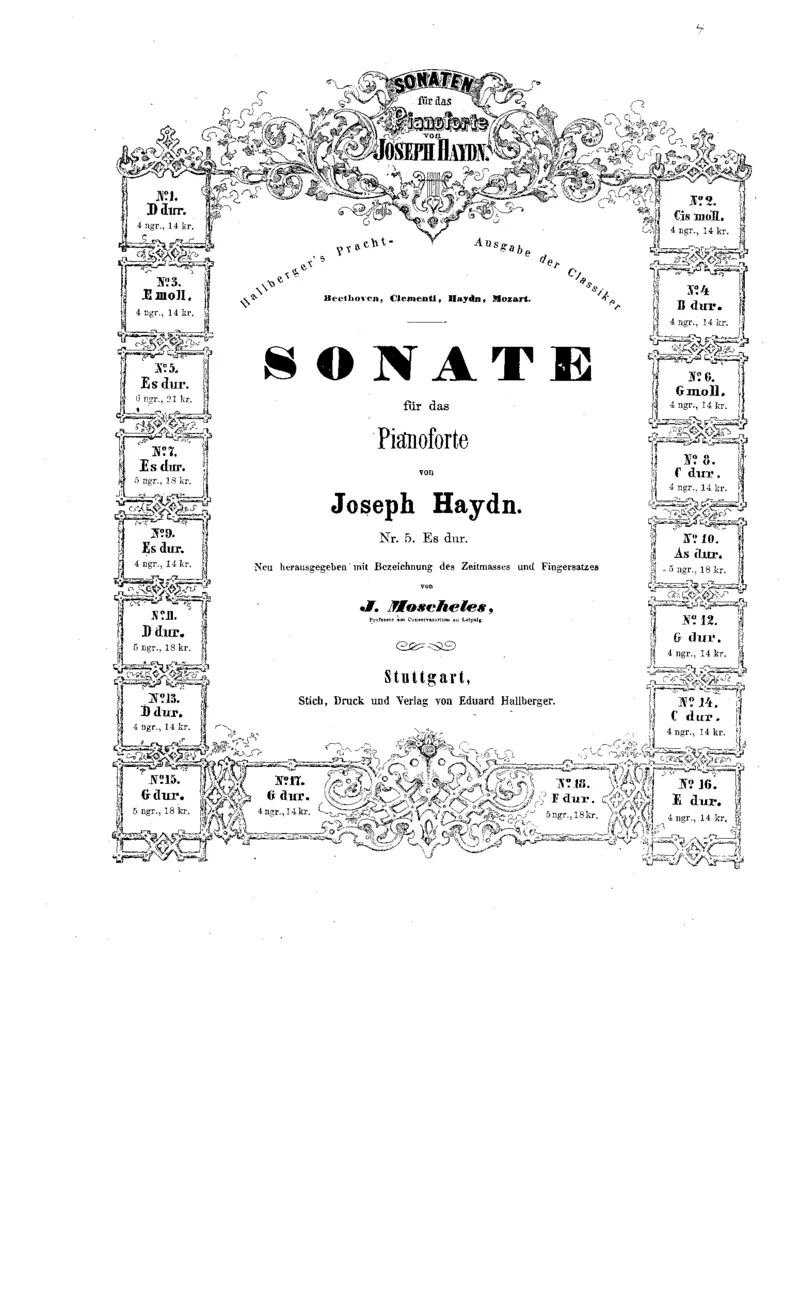 海顿《奏鸣曲集》（莫谢莱斯编订版）_一万首著名钢琴曲谱哈农贝多芬合集视频教学电子版高清无水印可打印_1古典钢琴知名音乐家谱_海顿钢琴谱全集