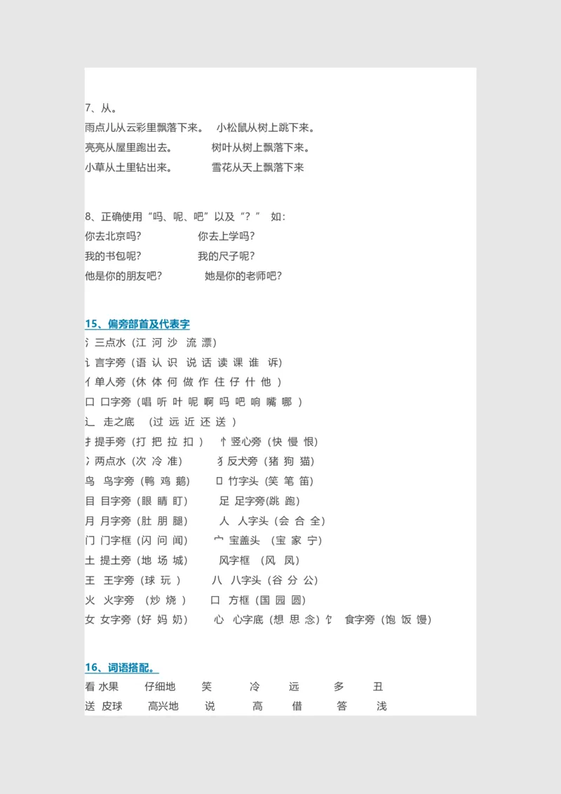 部编一年级语文上册-语文期中必备考点汇总_小学1-6年级全部试卷_语文_一年级_3-6-1、小学一年级语文上册_3-6-1-1、复习、知识点、归纳汇总_部编版