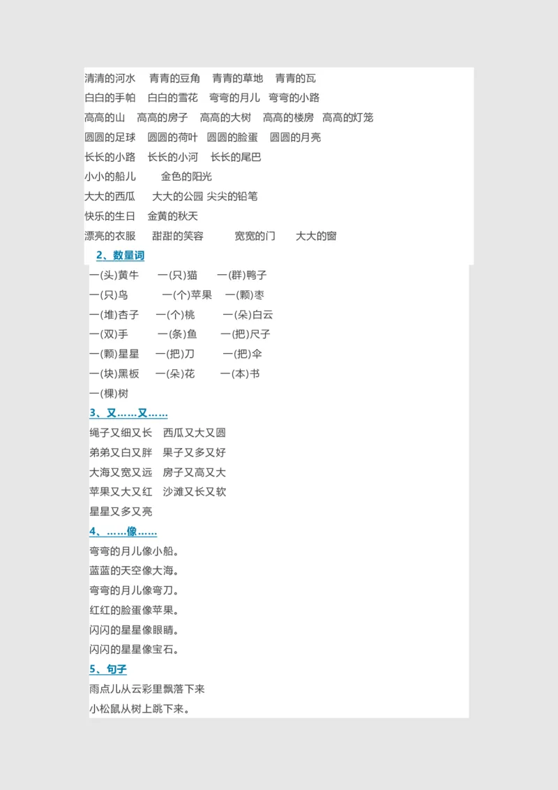 部编一年级语文上册-语文期中必备考点汇总_小学1-6年级全部试卷_语文_一年级_3-6-1、小学一年级语文上册_3-6-1-1、复习、知识点、归纳汇总_部编版