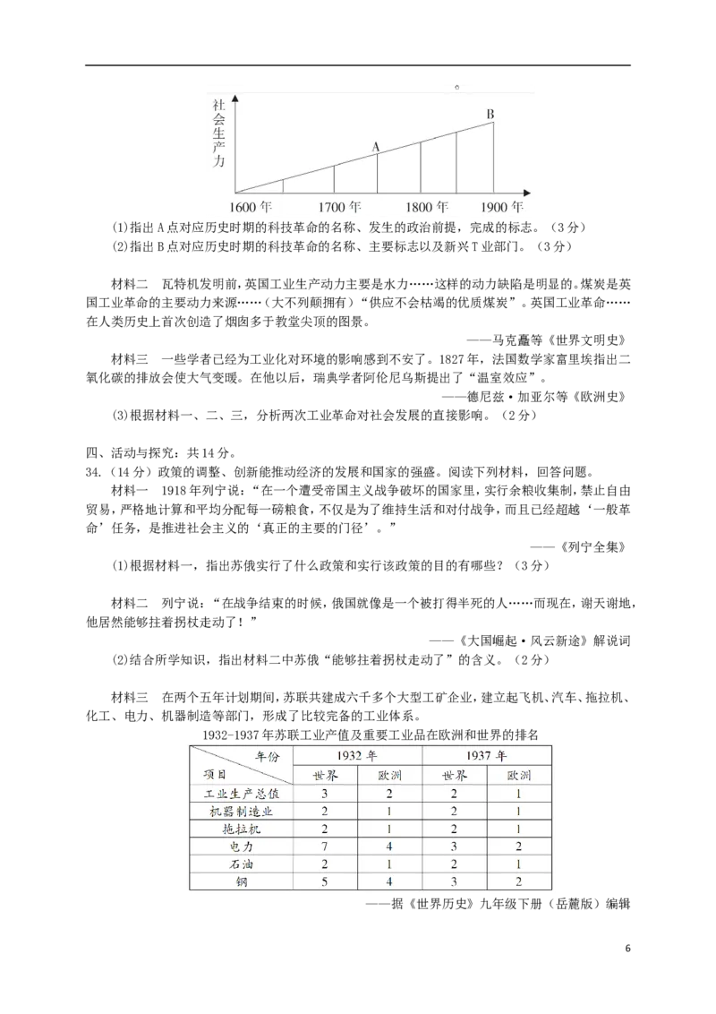 四川省攀枝花市2015年中考历史真题试题（含答案）_6.历史中考真题2015-2024年_2015年全国中考历史99份