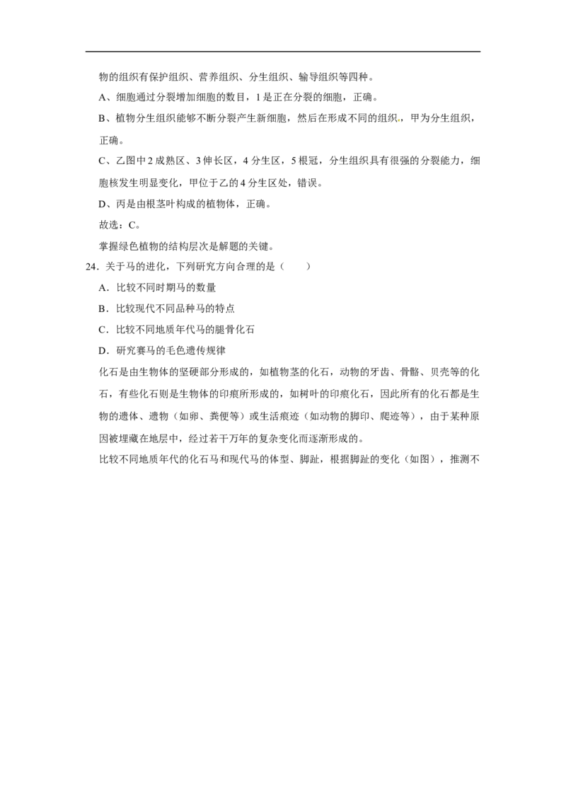 2020烟台市中考生物试题及答案(word版)_8.生物中考真题2015-2024年_地区卷_山东省_烟台中考生物08-22