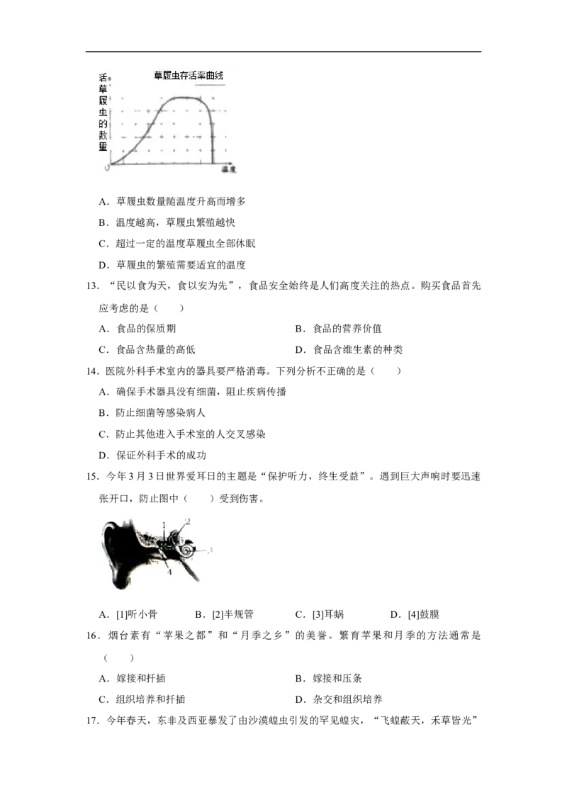 2020烟台市中考生物试题及答案(word版)_8.生物中考真题2015-2024年_地区卷_山东省_烟台中考生物08-22