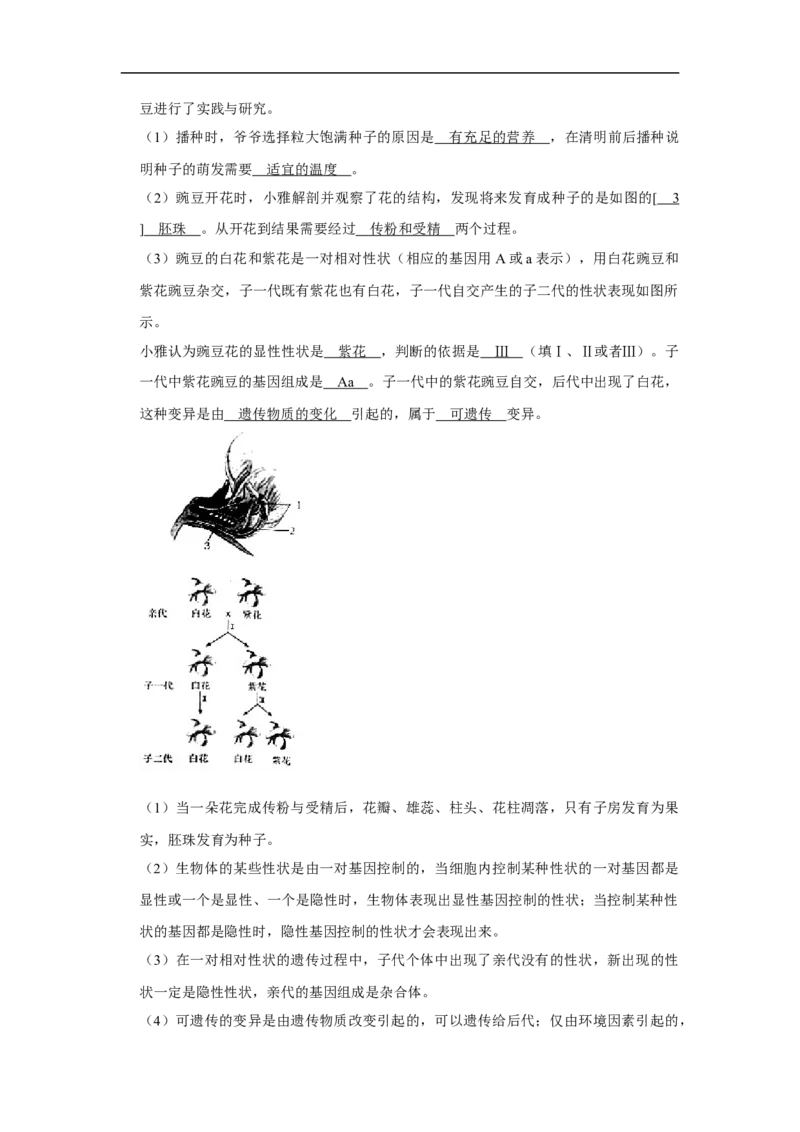 2020烟台市中考生物试题及答案(word版)_8.生物中考真题2015-2024年_地区卷_山东省_烟台中考生物08-22