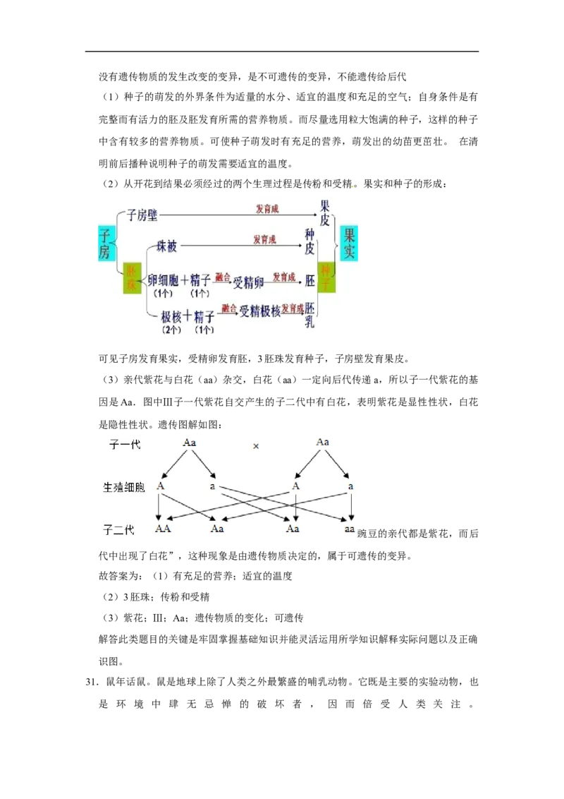 2020烟台市中考生物试题及答案(word版)_8.生物中考真题2015-2024年_地区卷_山东省_烟台中考生物08-22
