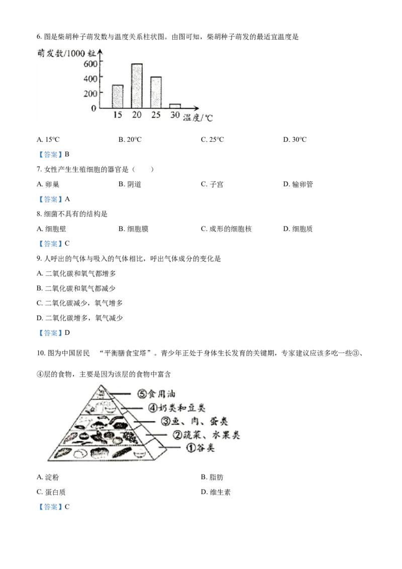 2021年吉林省中考生物试题_8.生物中考真题2015-2024年_2021中考生物真题64份_2021吉林省
