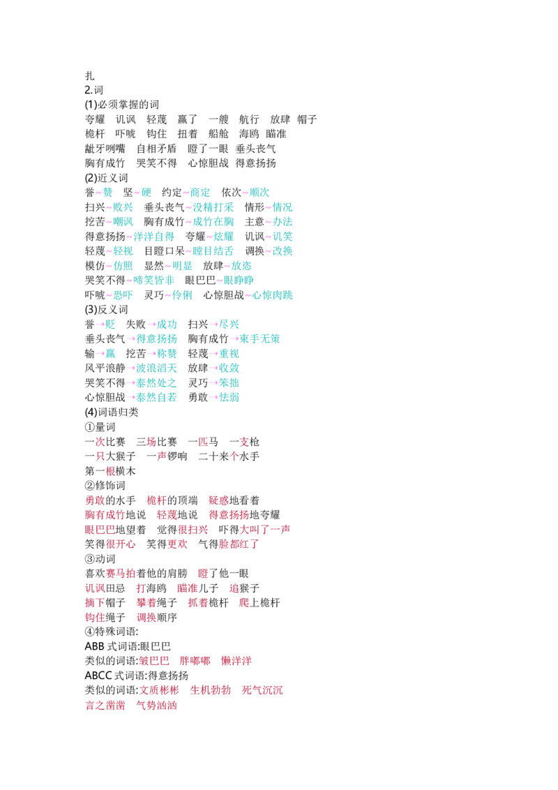 部编版五年级语文下册全册知识点归纳(1)_小学1-6年级全部试卷_语文_五年级_3-10-2、小学五年级语文下册_3-10-2-1、复习、知识点、归纳汇总_部编（人教）版