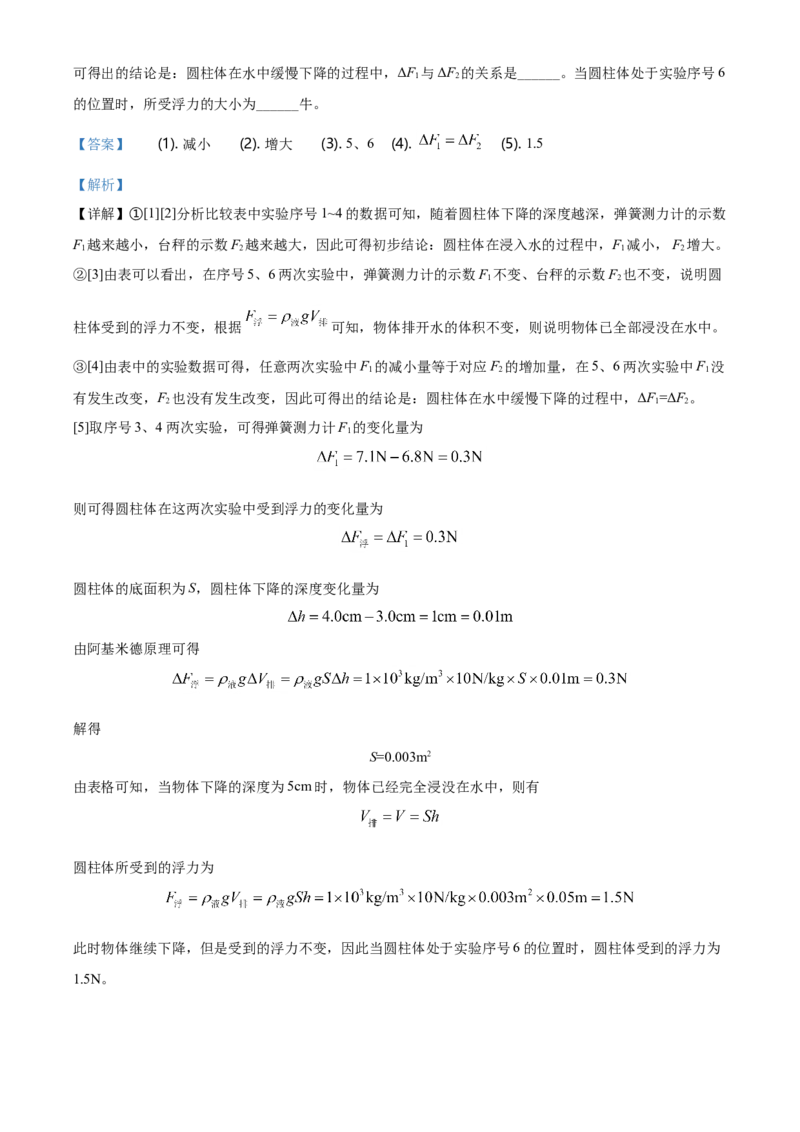 2020年上海市中考物理试题及答案(Word)_中考真题_4.物理中考真题2015-2024年_地区卷_上海中考物理08-21