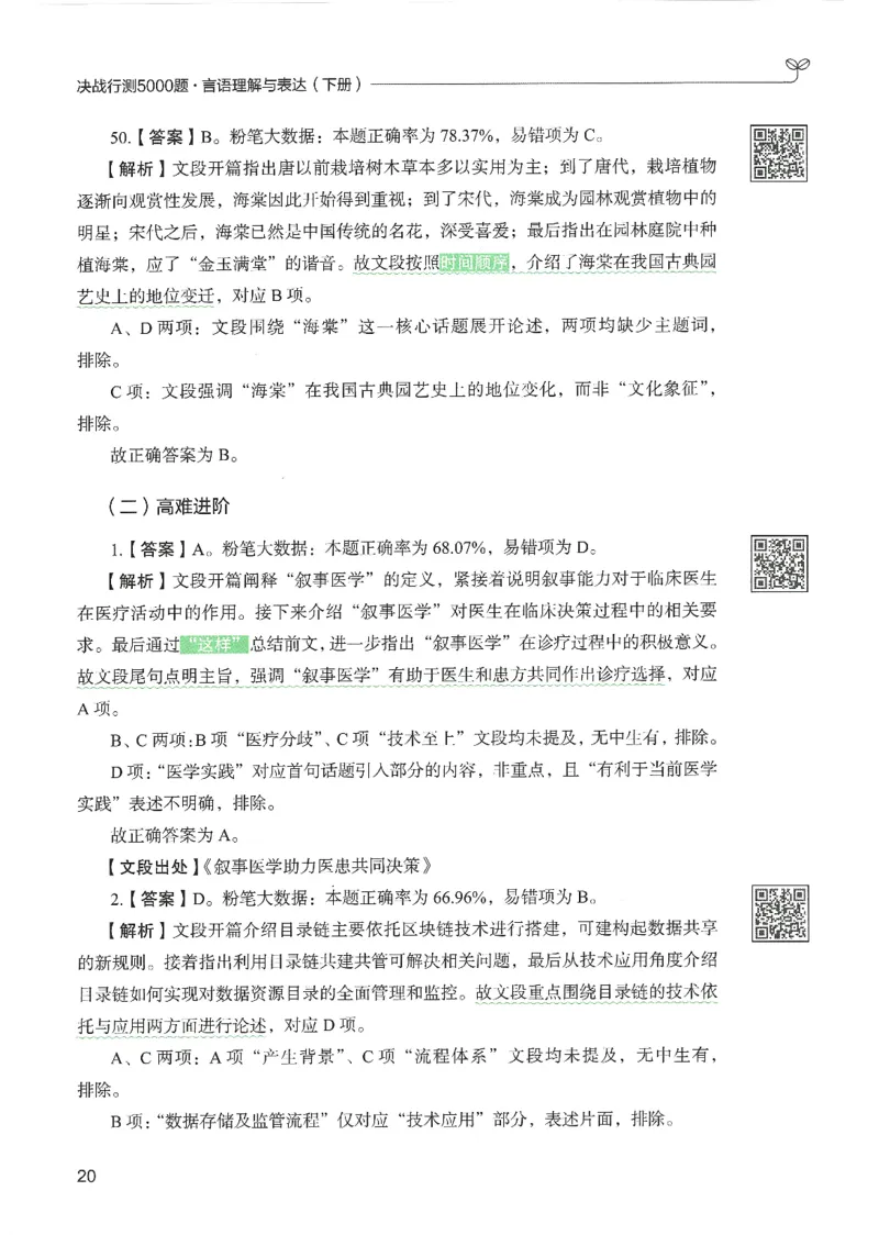 4.答案解析26言语理解与表达下册（407页）_26行测5000+申论100一定先转存网盘_行测5000题持续更新_最新2026行测5000题（25年1月版）_5000题答案解析（共2296页）