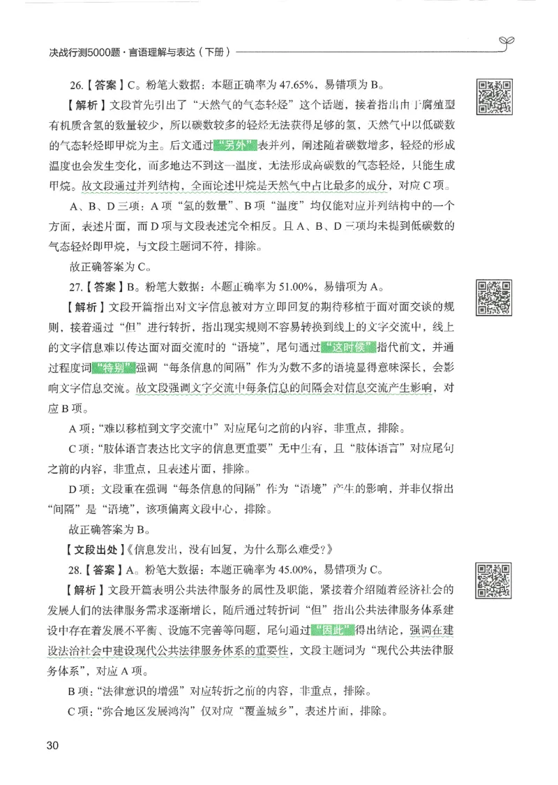 4.答案解析26言语理解与表达下册（407页）_26行测5000+申论100一定先转存网盘_行测5000题持续更新_最新2026行测5000题（25年1月版）_5000题答案解析（共2296页）