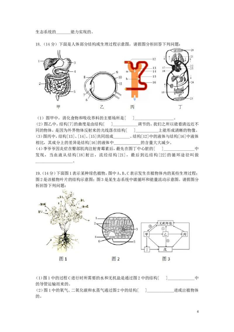 四川省内江市2016年中考生物真题试题（含答案）_8.生物中考真题2015-2024年_2016年全国中考生物74份