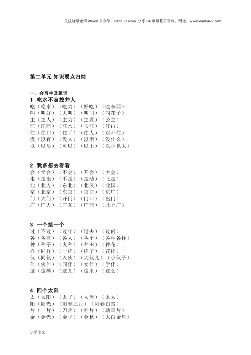 部编版一年级语文下册知识要点汇总_小学1-6年级全部试卷_语文_一年级_3-6-2、小学一年级语文下册_3-6-2-1、复习、知识点、归纳汇总_部编版