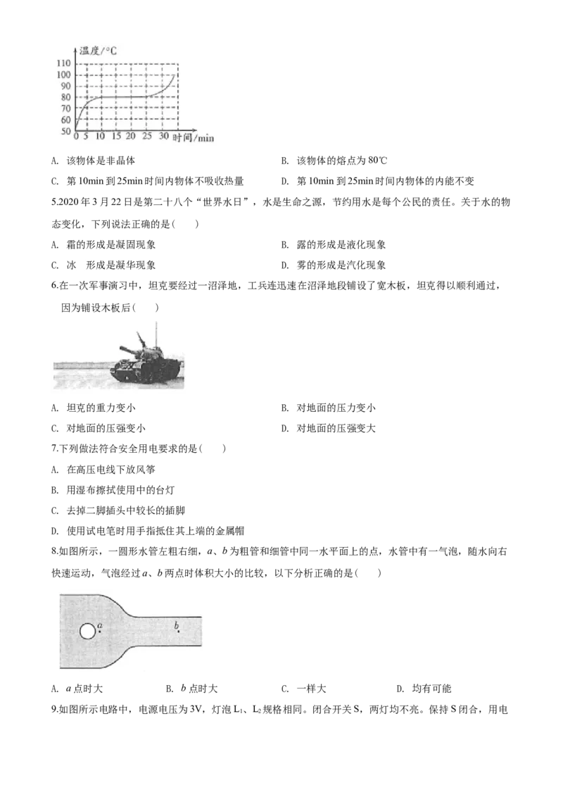 2020年山东潍坊市中考物理真word版含答案_中考真题_4.物理中考真题2015-2024年_地区卷_山东省_山东潍坊中考物理08-21
