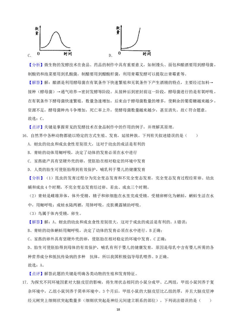 2021潍坊市中考生物试题（教师版）_8.生物中考真题2015-2024年_地区卷_山东省_山东潍坊中考生物08-21