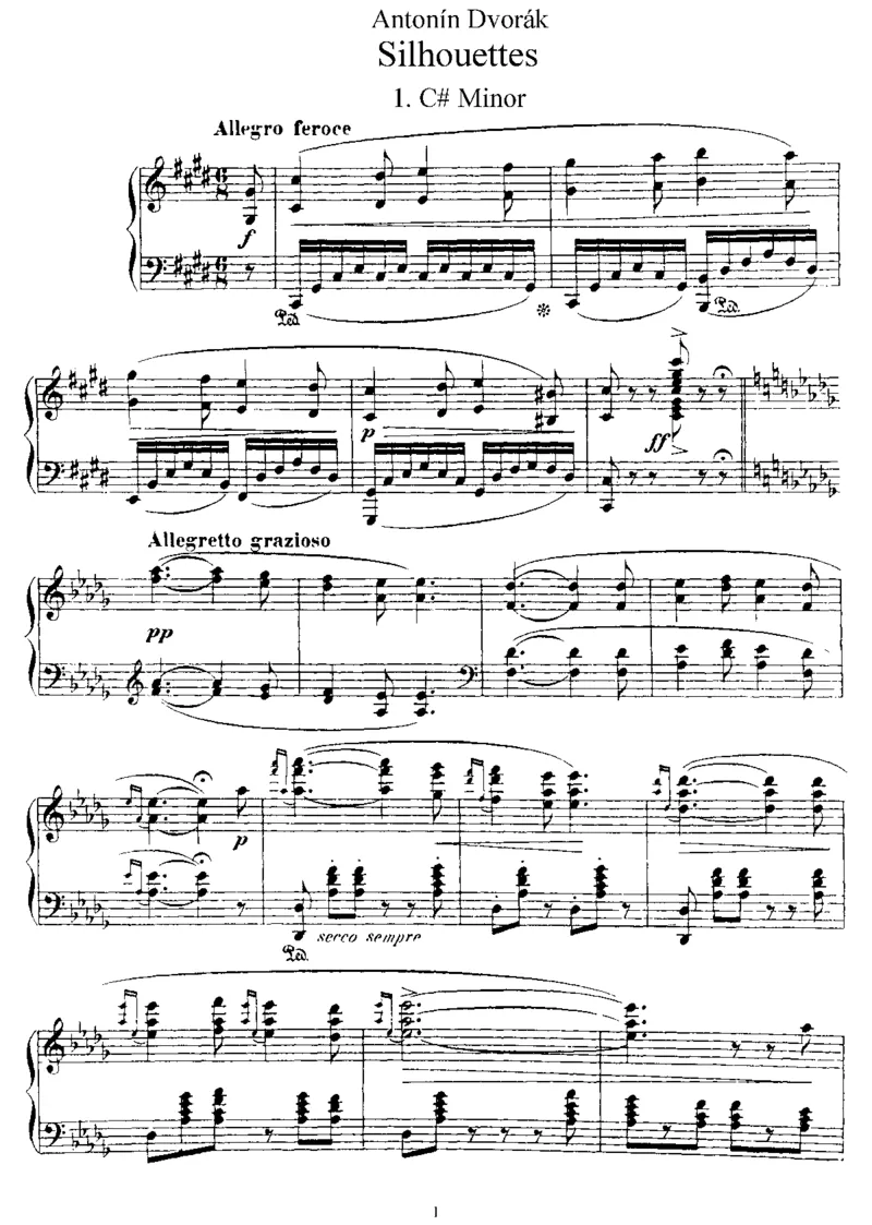 轮廓12Silhouettes,Op8_一万首著名钢琴曲谱哈农贝多芬合集视频教学电子版高清无水印可打印_1古典钢琴知名音乐家谱_德沃夏克钢琴谱全集