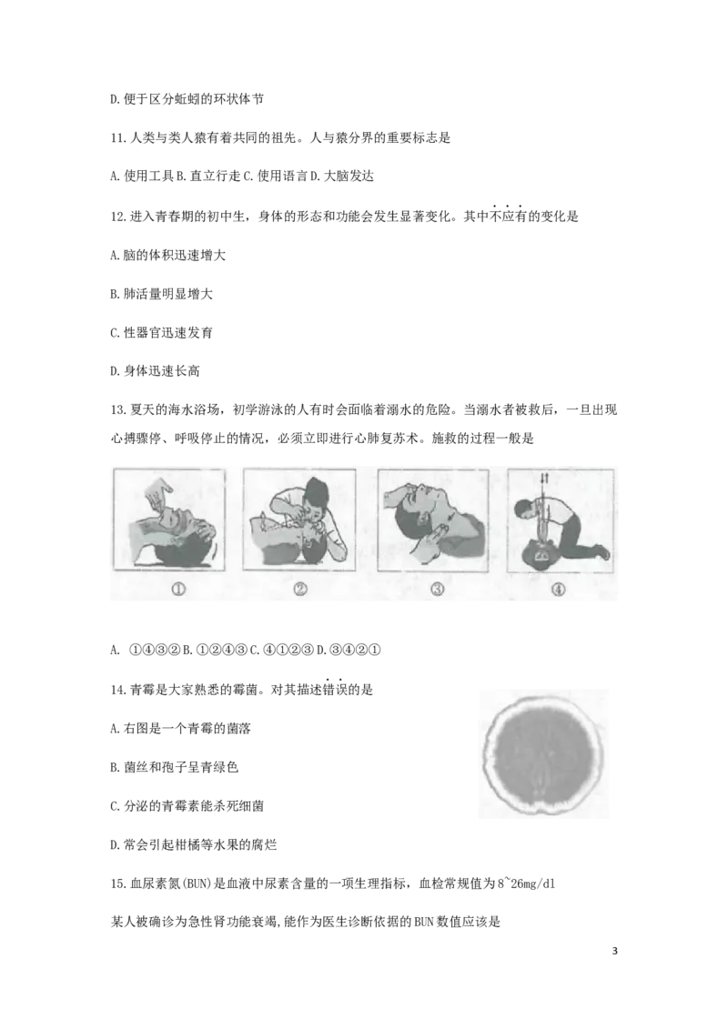 2019烟台市中考生物试题及答案(word版)_8.生物中考真题2015-2024年_地区卷_山东省_烟台中考生物08-22