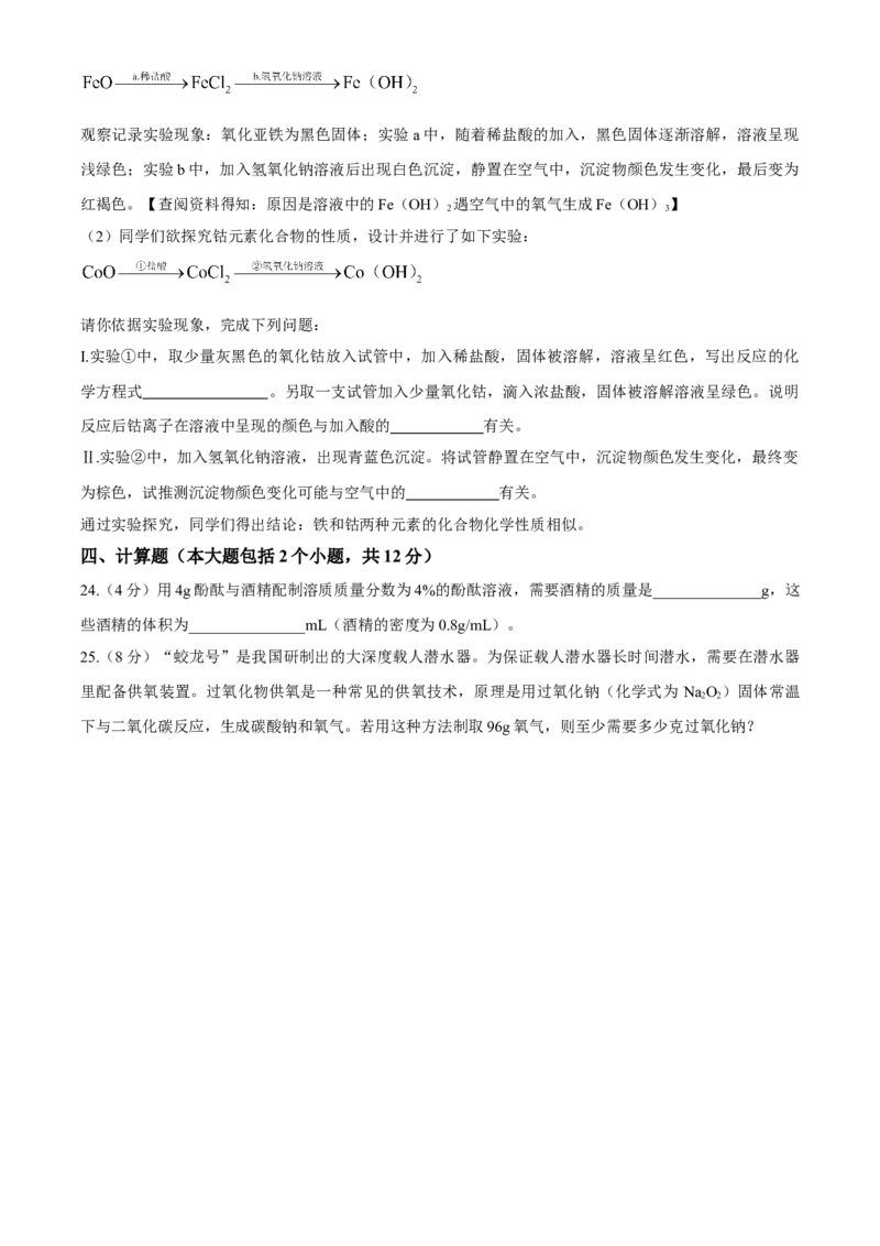 2020年中考化学试题（word版，含答案）_中考真题_5.化学中考真题2015-2024年_地区卷_德州化学09-20