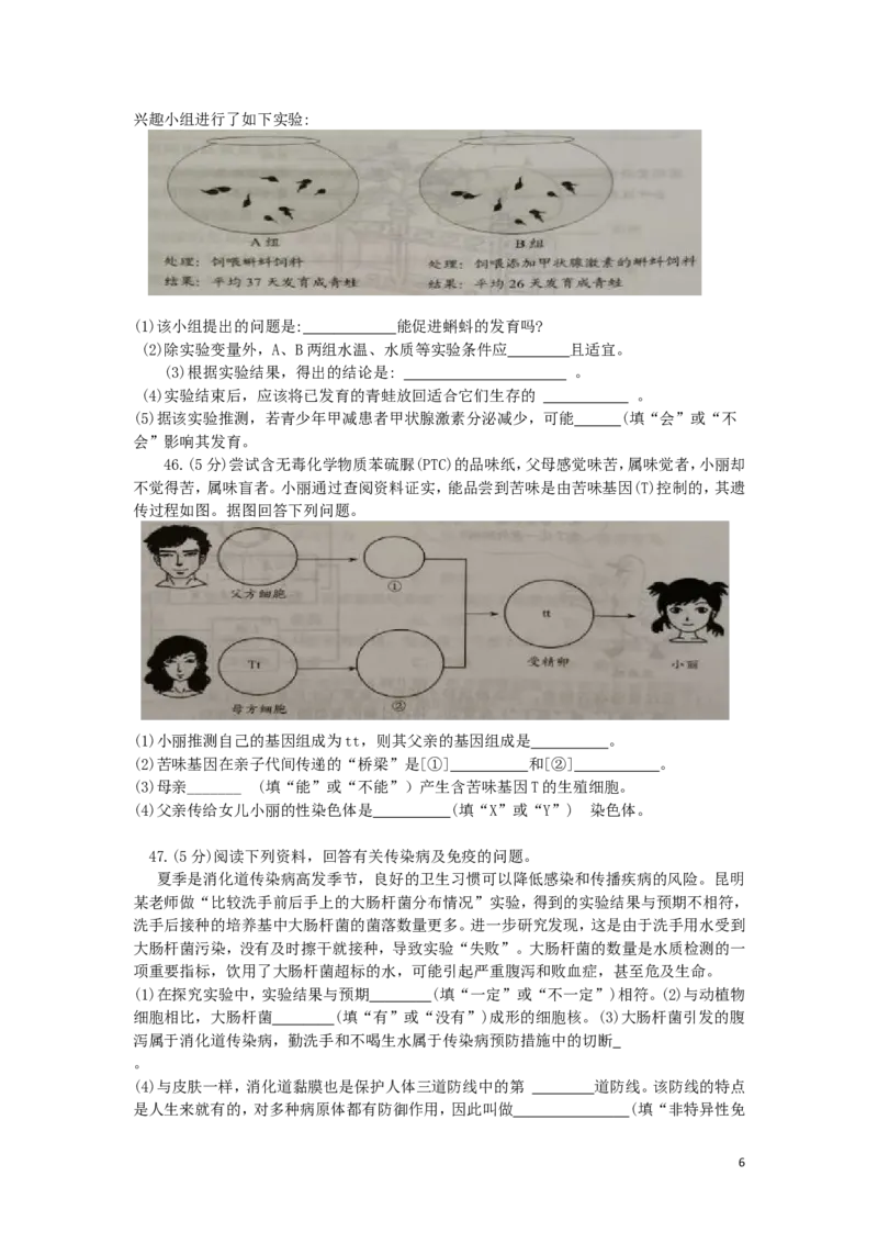 云南省昆明市2019年中考生物真题试题_8.生物中考真题2015-2024年_2019年全国中考生物92份