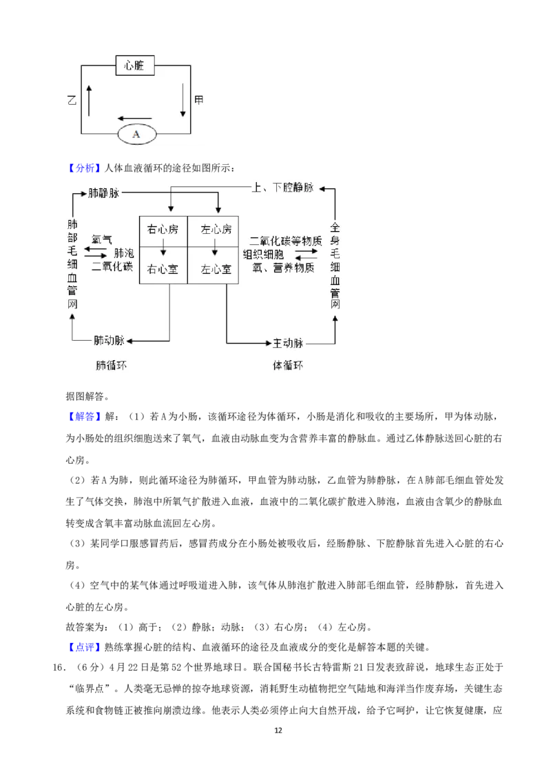 2021年青海省中考生物真题（word，解析版）_8.生物中考真题2015-2024年_2021中考生物真题64份_2021青海省