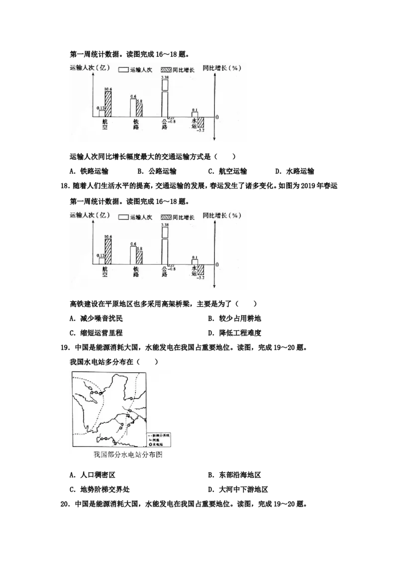 2020山东省东营市中考地理真题及答案_9.地理中考真题2015-2024年_地区卷_山东省_山东东营地理18-21